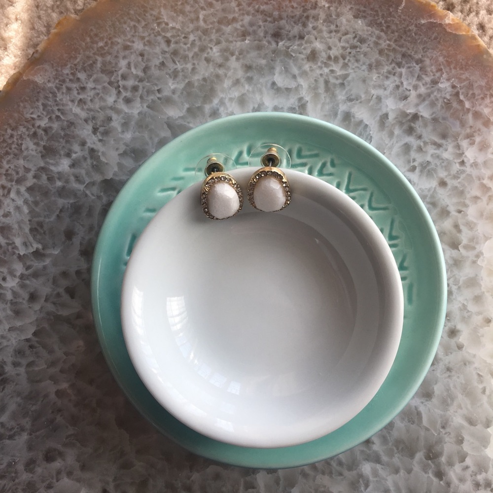 White stone earrings from Express